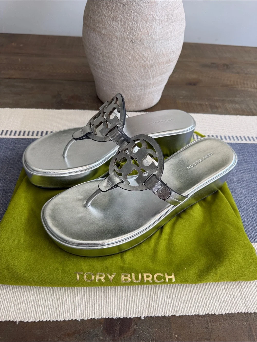 Tory Burch metallic silver